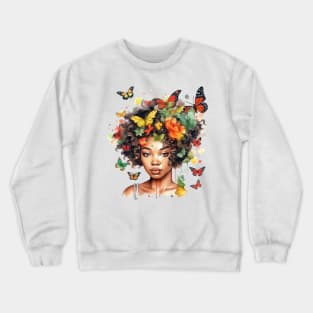 Watercolor Juneteenth Butterfly Girl Crewneck Sweatshirt